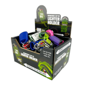 Silicone Lighter Holder with Retractable Cord - 24 Pieces Per Retail Ready Display 24429